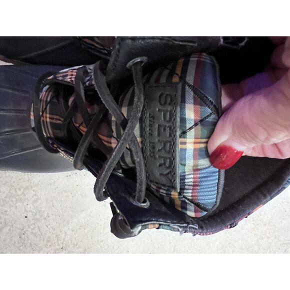 Sperry Topsider Blue Saltwater Kick Back Plaid Quilted Duck Boots 8 Waterproof - Picture 2 of 7